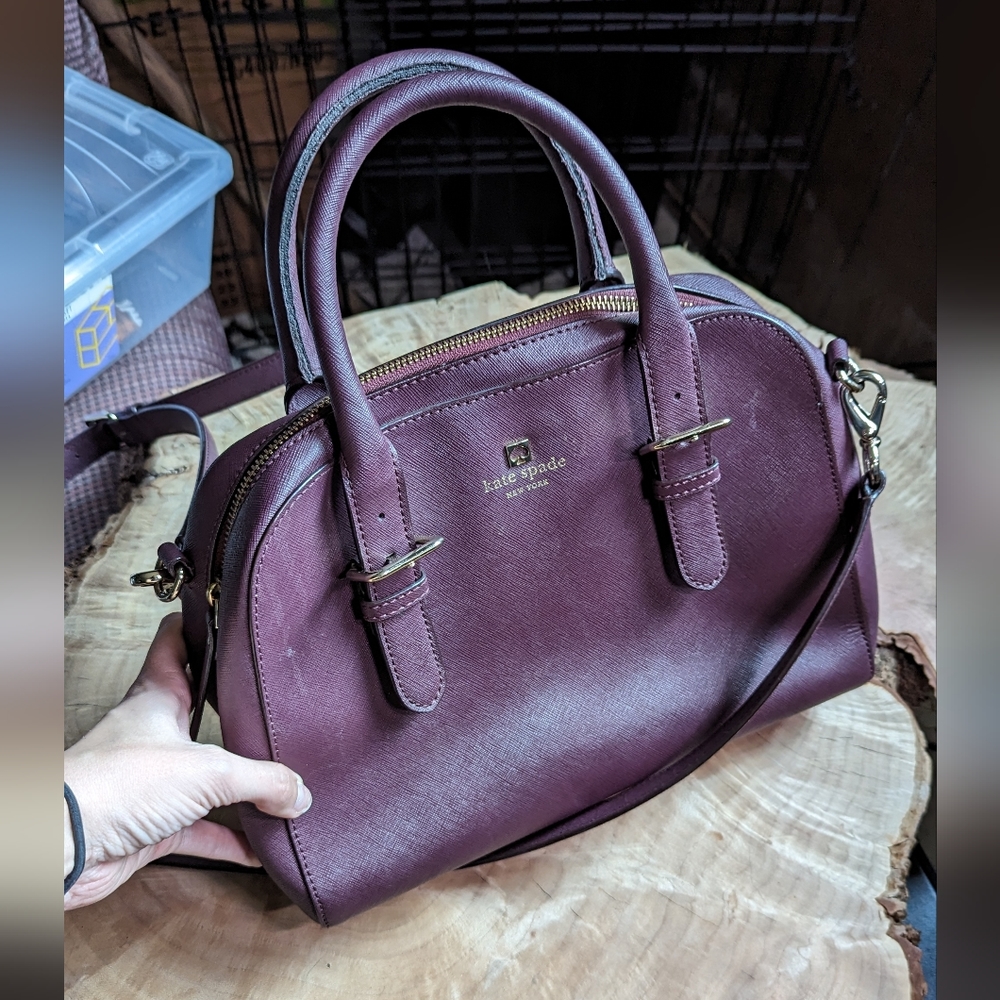 Kate Spade Dome Satchel Crossbody Purple Maroon